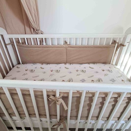 Cot Bed Bumper 140cm long side of the cot bed 70x140cm beige velvet material evCushy
