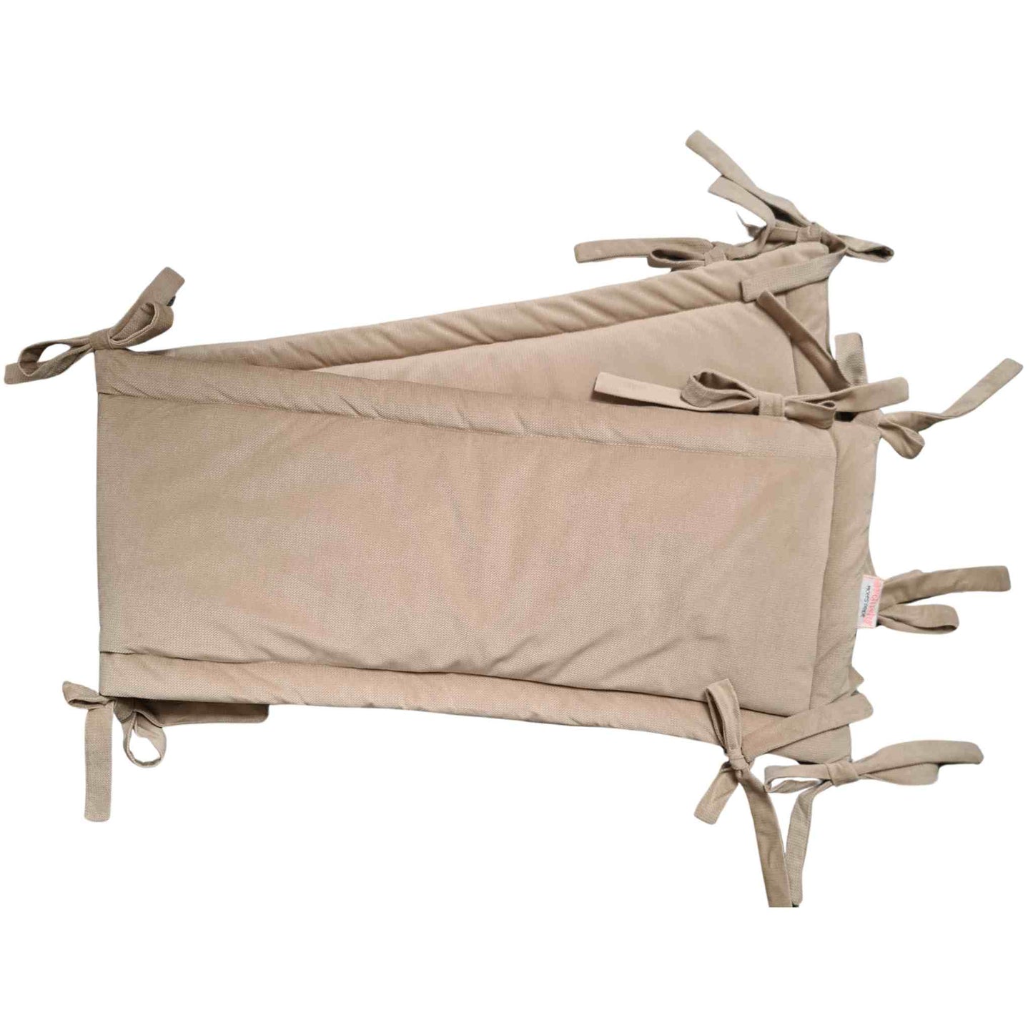 Cot Bed Bumper 140cm long side of the cot beige velvet material evCushy