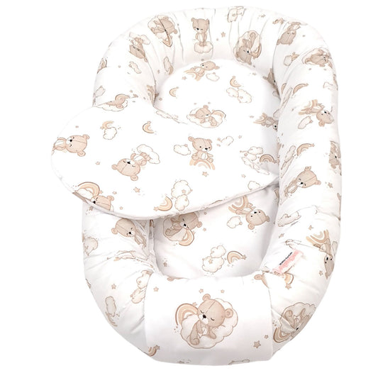 Evcushy Baby Nest Pod with Removable Liner & Safety Cover Band cotton bears pattern