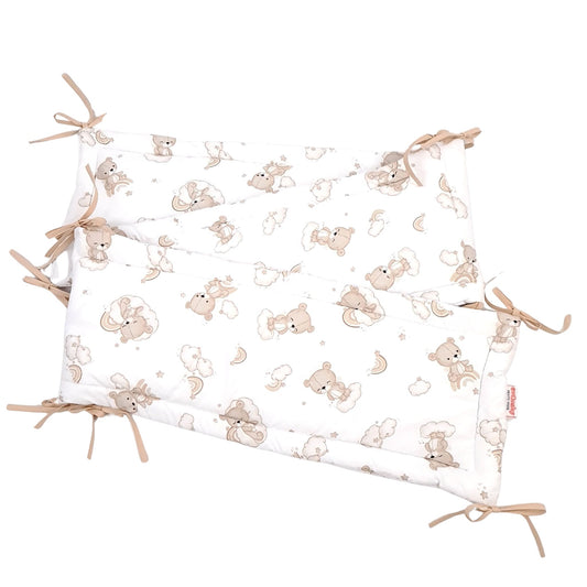 Evcushy Cot Bumper 100% Cotton & Breathable Polyester Filling teddy bear pattern