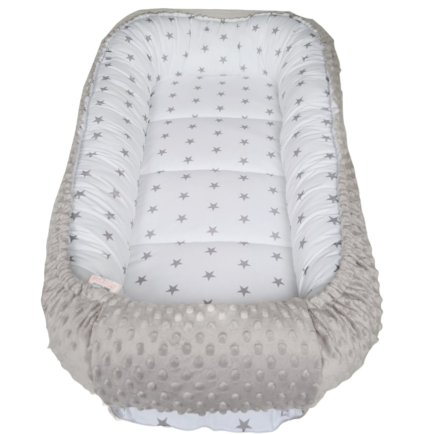 Sleeping pod large XXL grand 6+ months for toddlers grey and white with stars cotton grey bottom