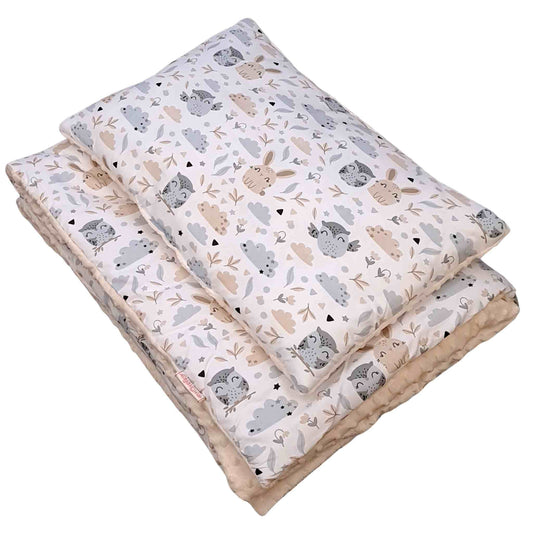 baby bedding duvet and pillow cotton and plush 100x135cm quilt and illow 40x60cm owls patern
