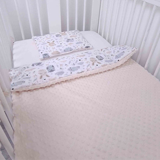 baby blanket and pillow quilt cosy warm bedding owls and bunnies pattern 0-18 months