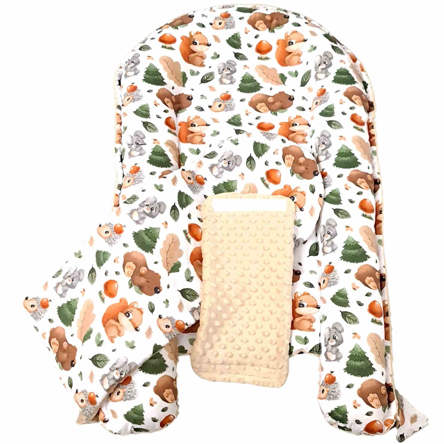 Woodland Baby Nest Pod Lounger – 100% Cotton & Snuggly Dimple Fleece