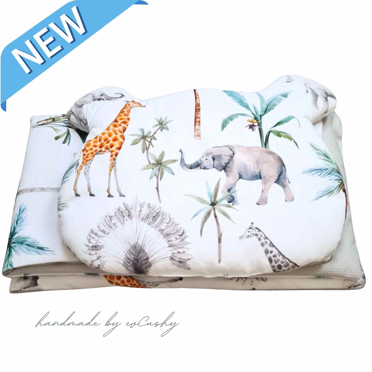 baby bedding set quilt and pillow for crib moses basket carry cot grey velvet and safari pattern cotton evcushy