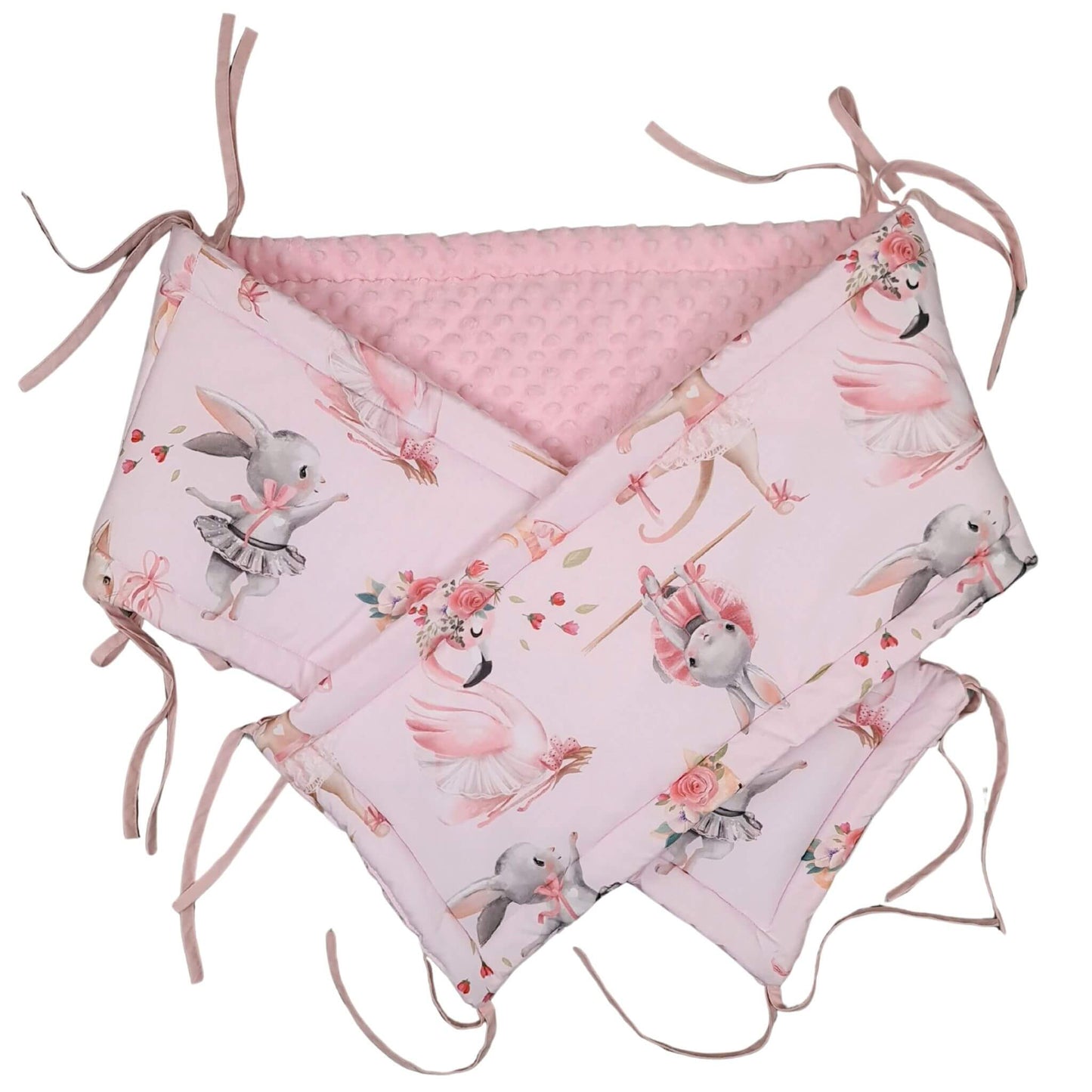 baby crib protection cover bumper for cot bed set in pink colour for baby girl