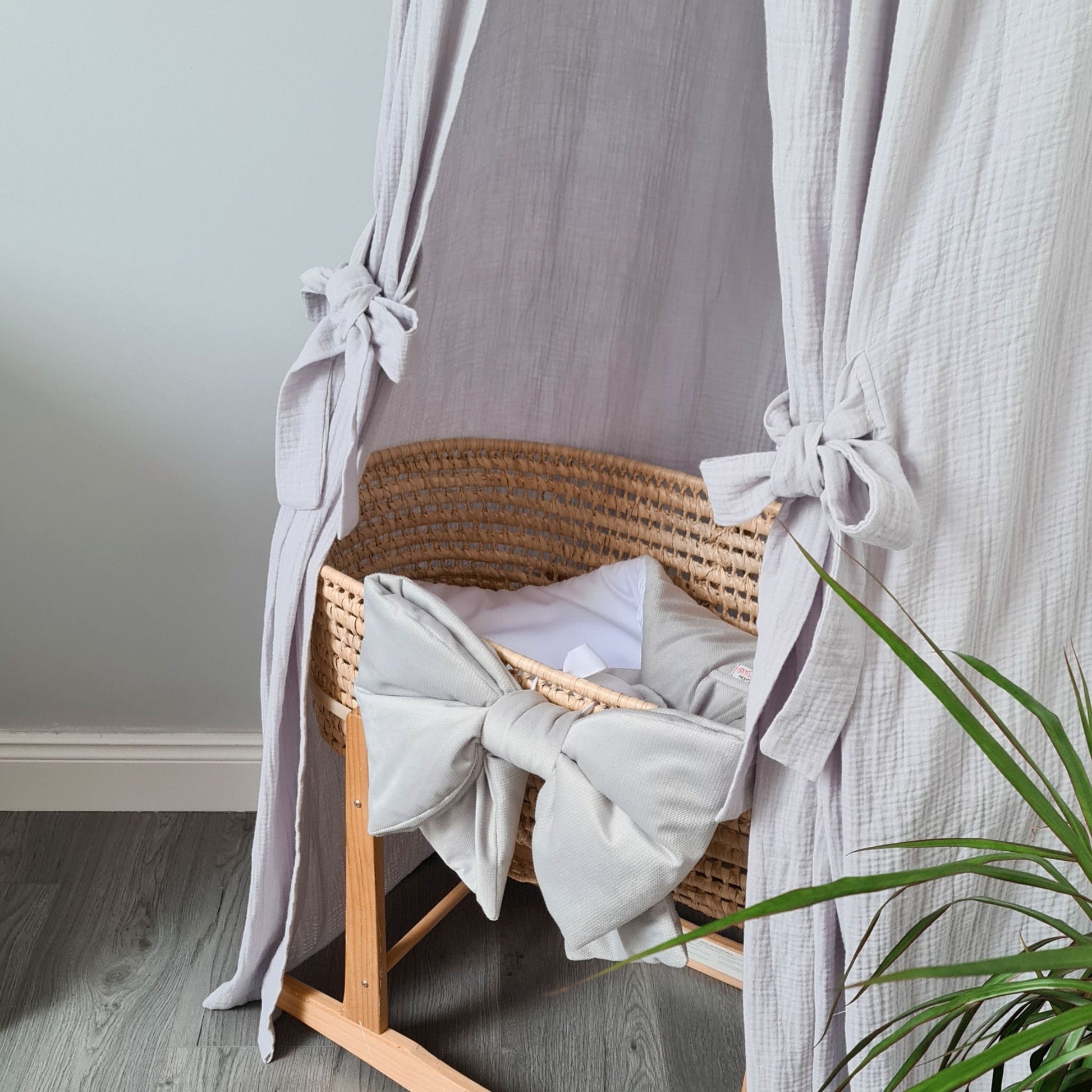 baby room decor large bows grey velvet