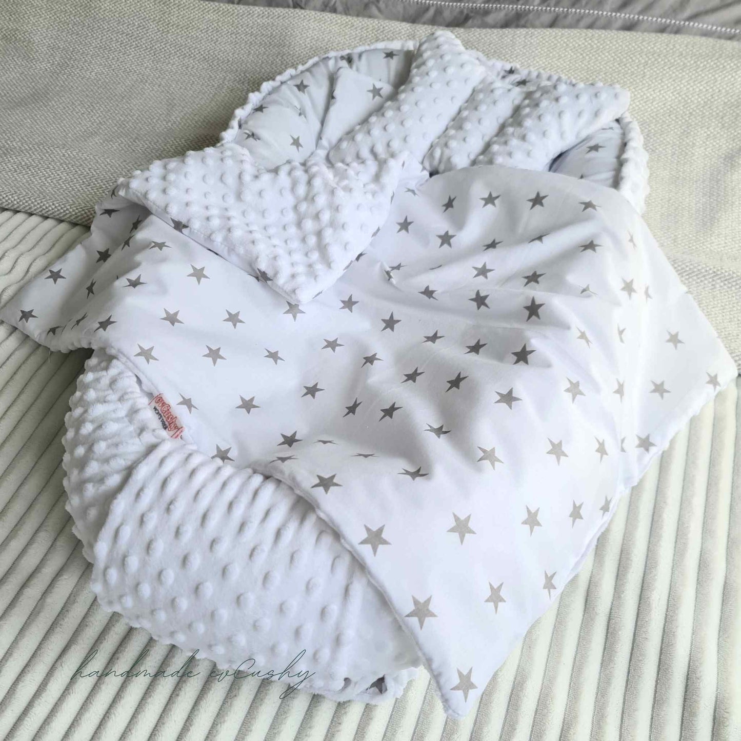 baby nest white hrey stars 5 pcs set evcushy