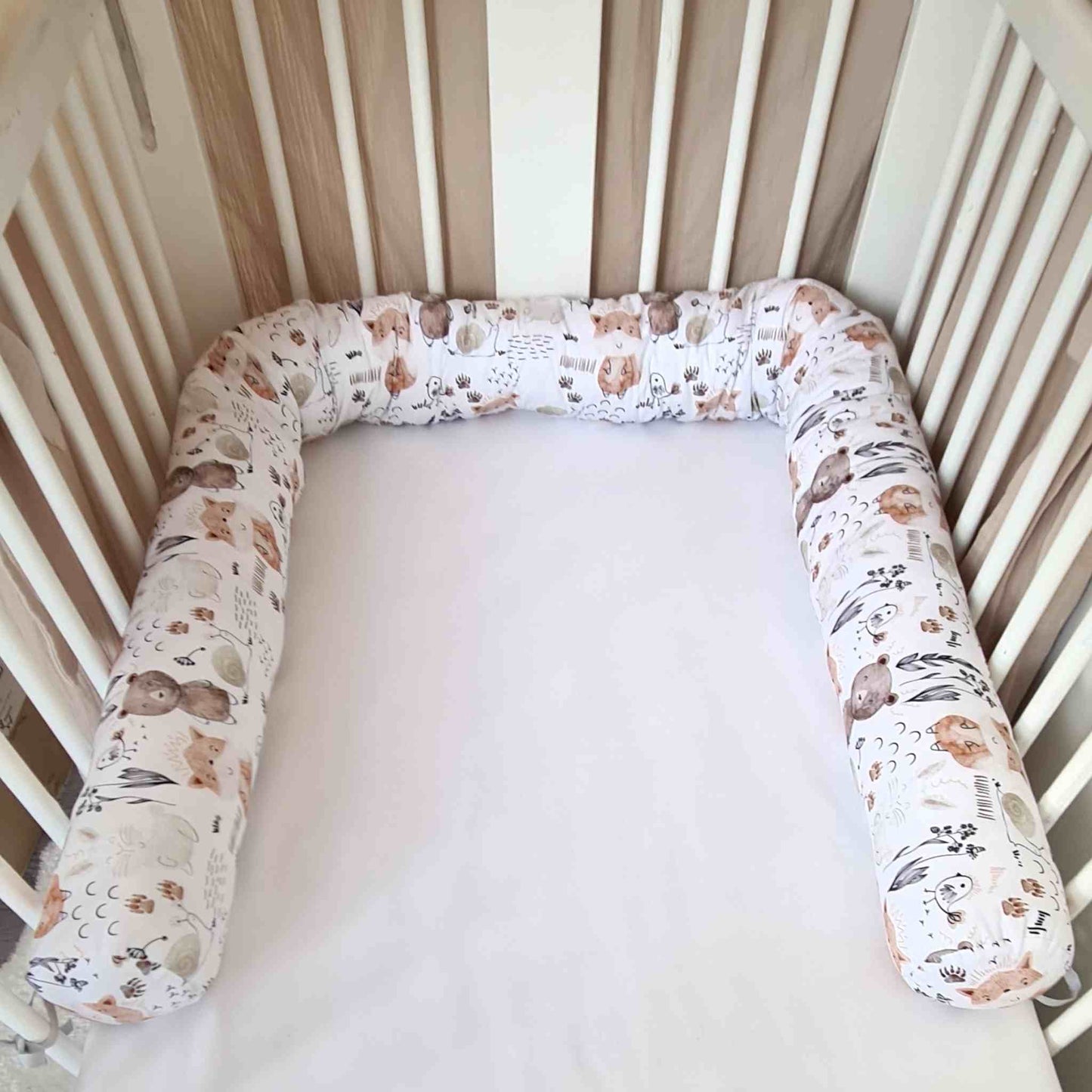 bolster bumper for cot bed snake pillow bumper well padded forest animals theme bumper covers half way of the cot bed size 70x140cm