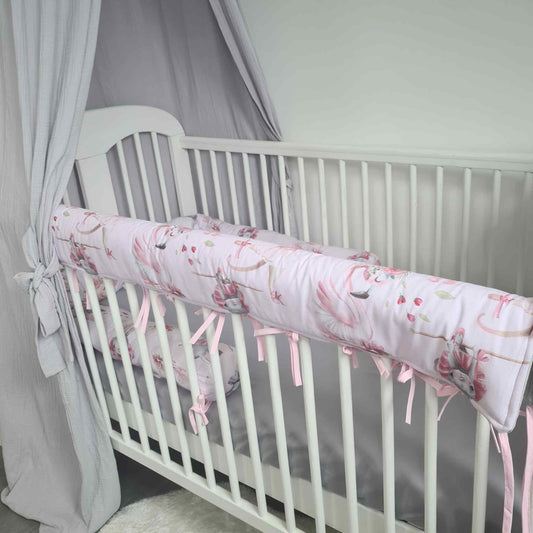 bumper for one side of the cot bed 140 cm against biting the rails pink