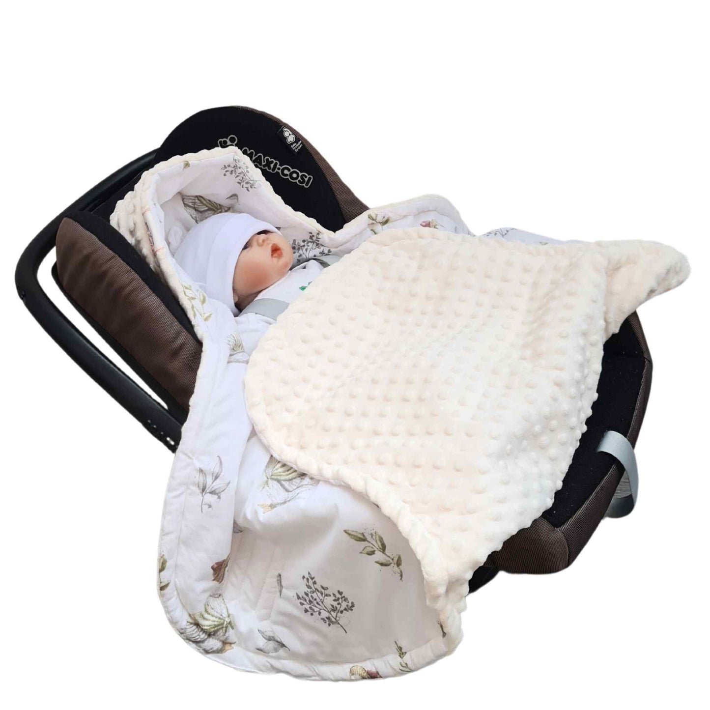 Infants Car Seat Universal Blanket Swaddle 3 & 5 Points Harness Mommy Goose Dream / Grey /Cream