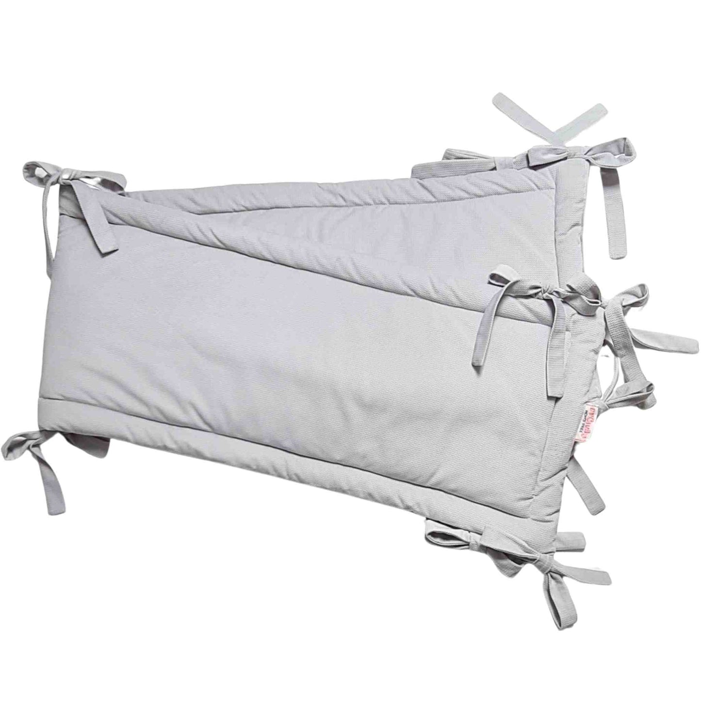 cot bed bumper 140cm long made of grey soft velvet fits long side of baby cot bed evcushy brand