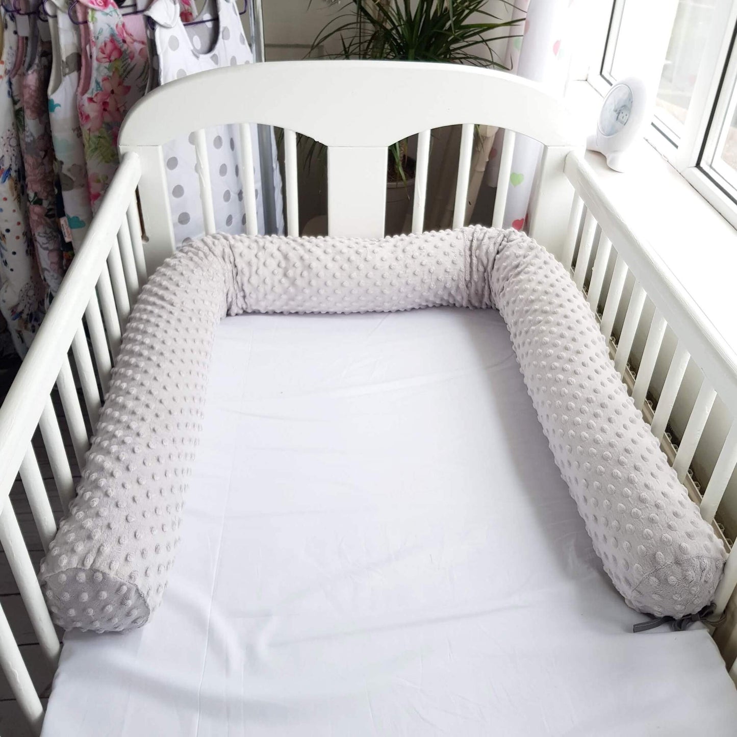 bolster pillow grey plush cover with zip 210cm long