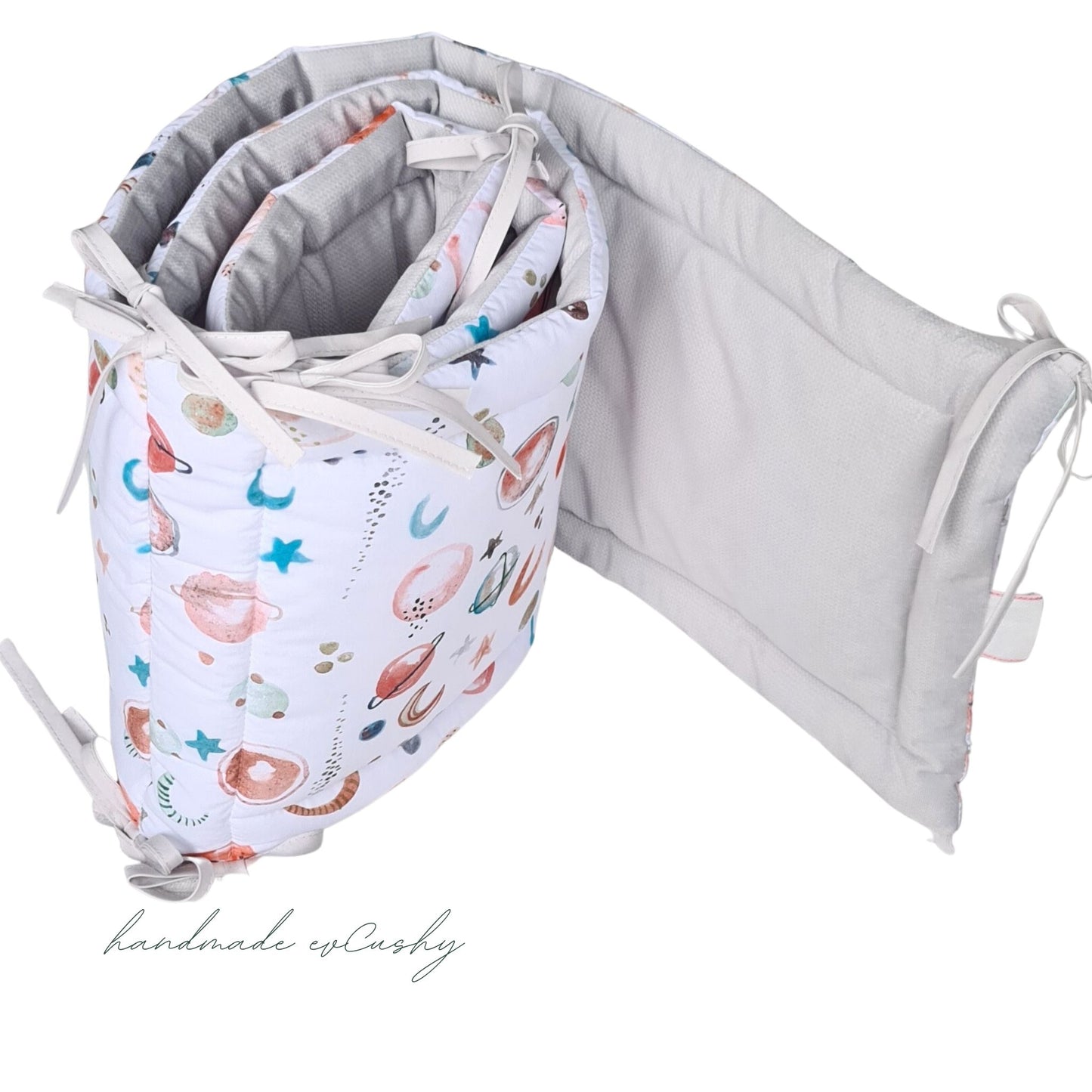 Stylish multi colour with planets and moons Cot Bed Bumper Protector for Baby Girl's or Boy'sCrib