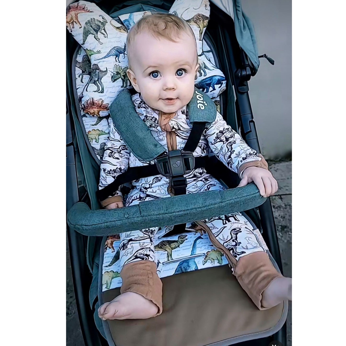 universal stroller liner with pillow evcushy dinosaurs pattern