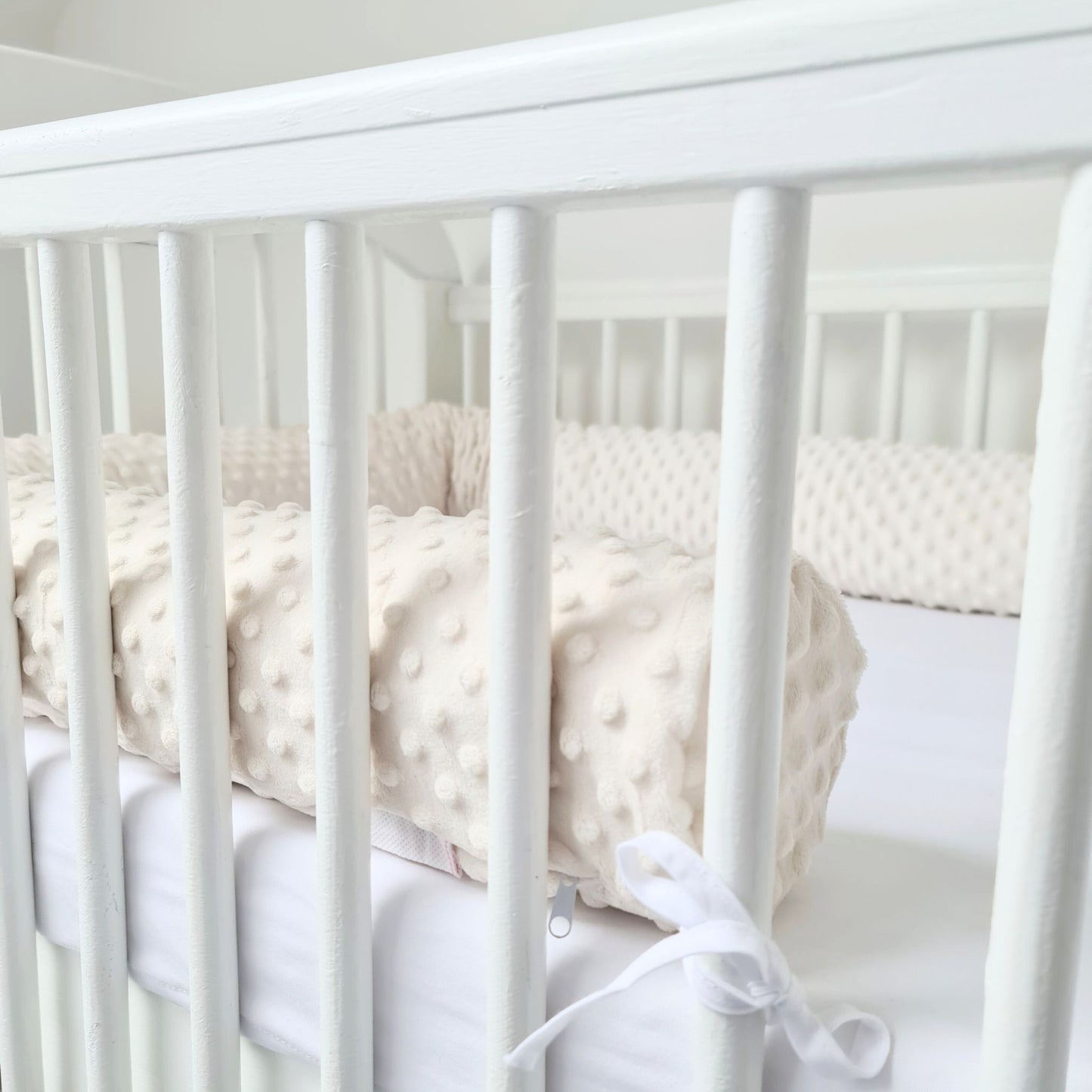 baby cot bed bumper bolster pillow long snake pillow with cosy cover cream