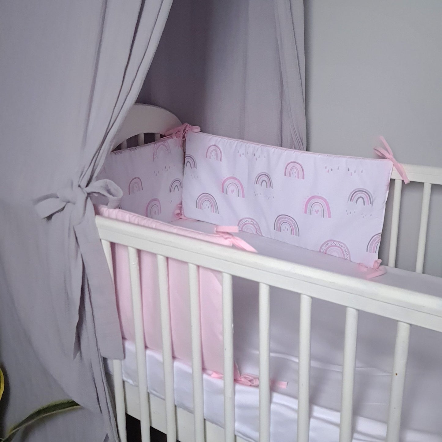 Cot Bumpers set- 3 pc's 30x70cm For Cot Bed Pink Rainbows