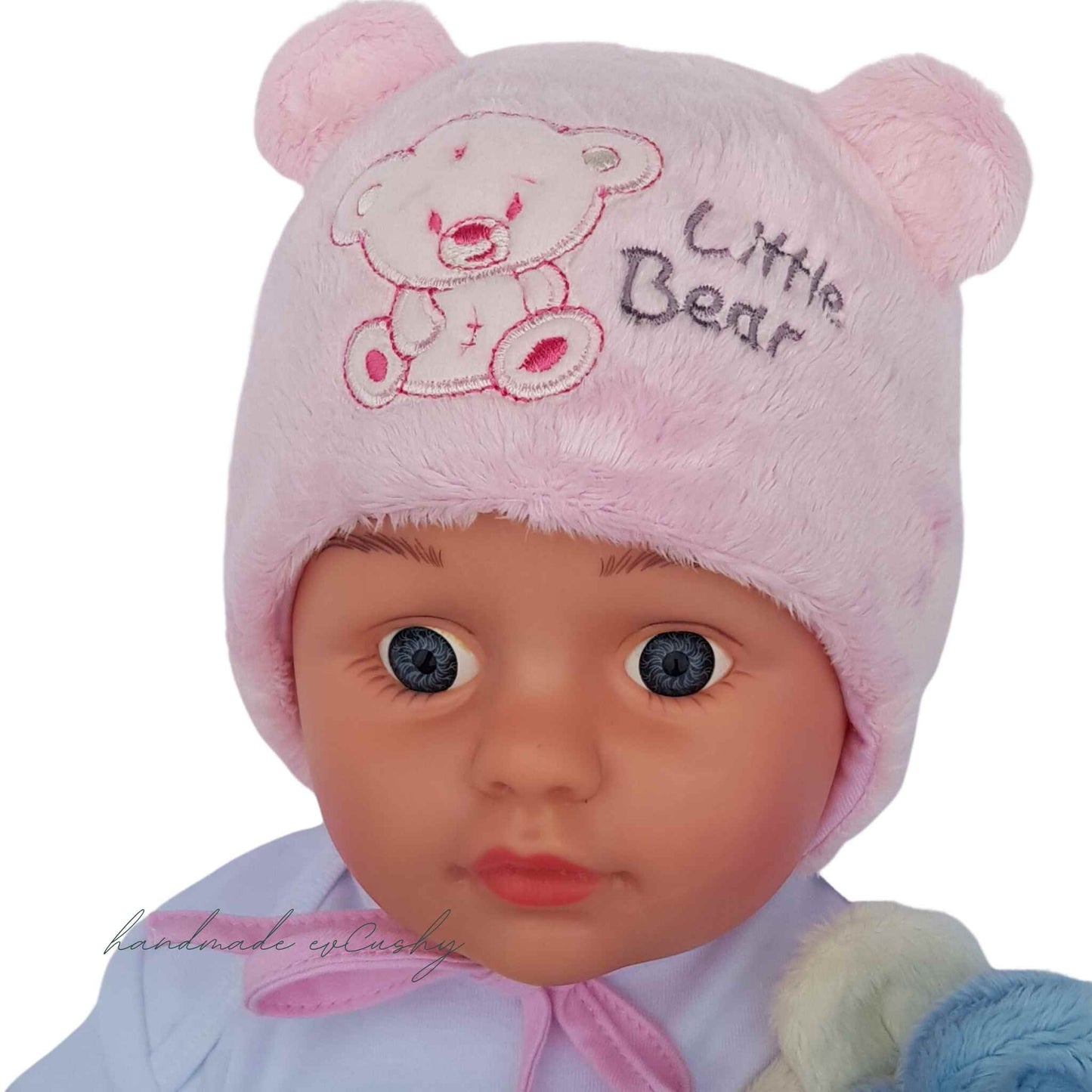 Little bear winter hat for infants pink baby girl hat