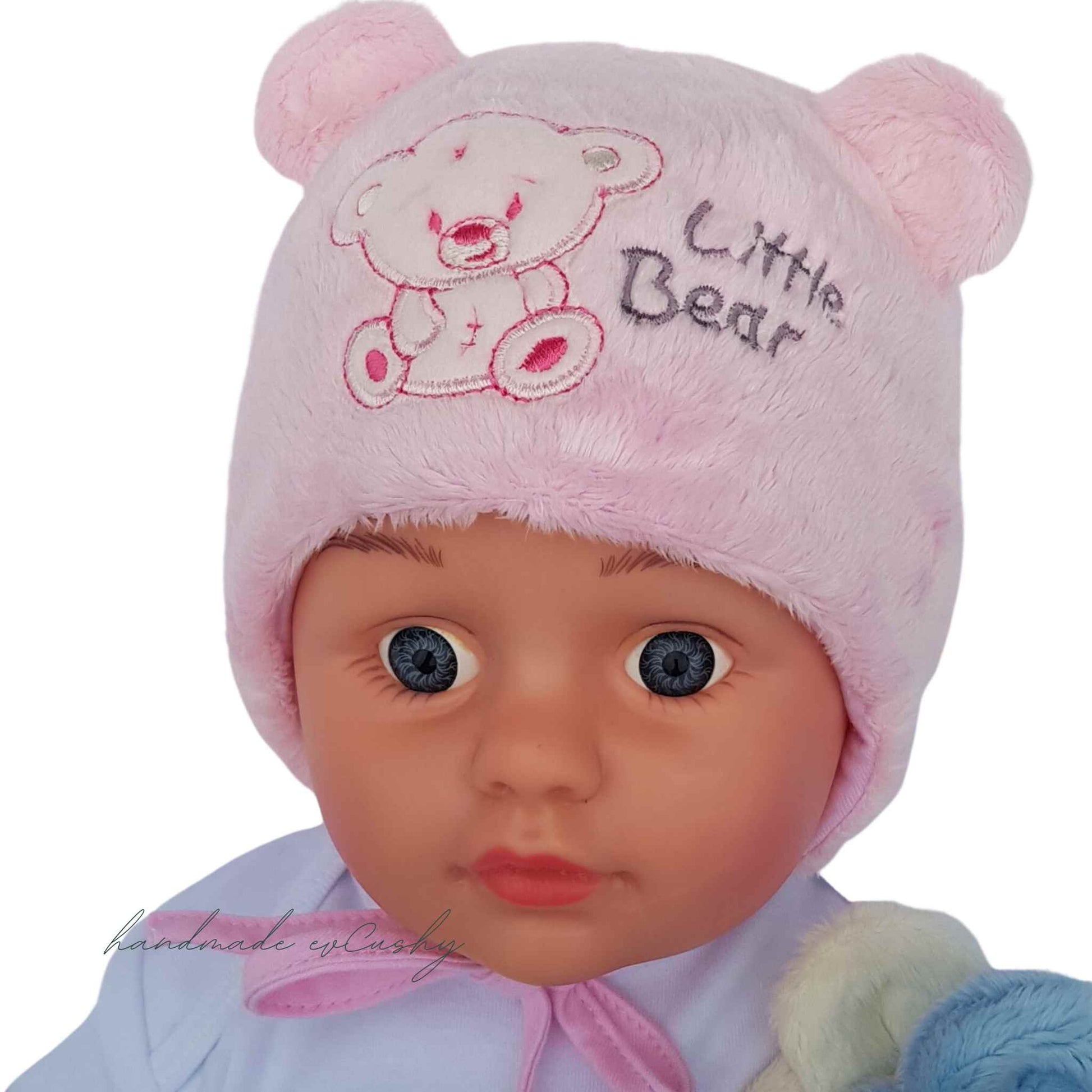 Little bear winter hat for infants pink baby girl hat
