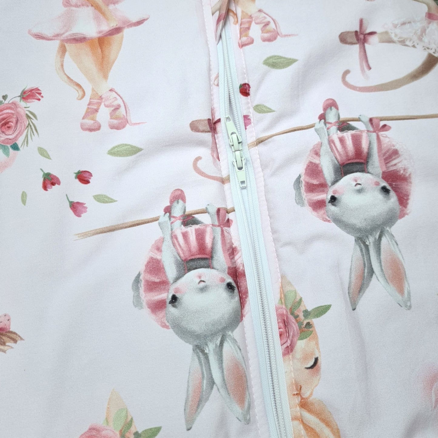evcushy baby and toddler sleeping bag with feet sleep sack 100% cotton pink 2.5 tog with ballerinas 2 way zip