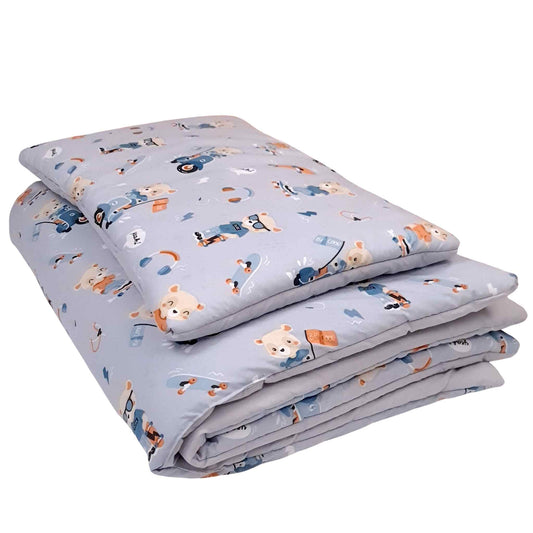 bedding with filling 100% cotton blue for boys age 1-5 years