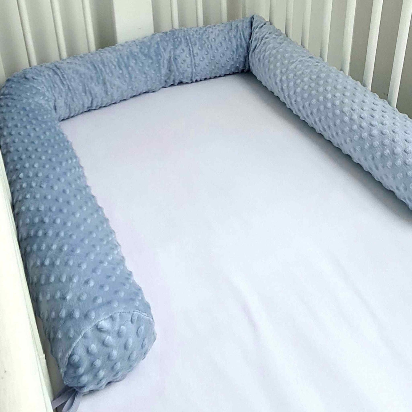 bolster pillow long 210cm blue plush cover zipped filler 100% cotton bumper for Montessorri bed evCushy