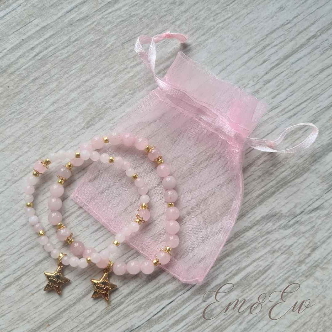 matching bracelets for mum and daughter with star charm packed in pink bag