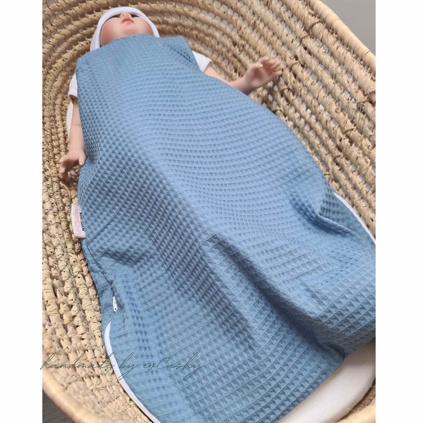 plain sleeping bag for baby blue, in moses basket 100% cotton 0-6 months in Ireland