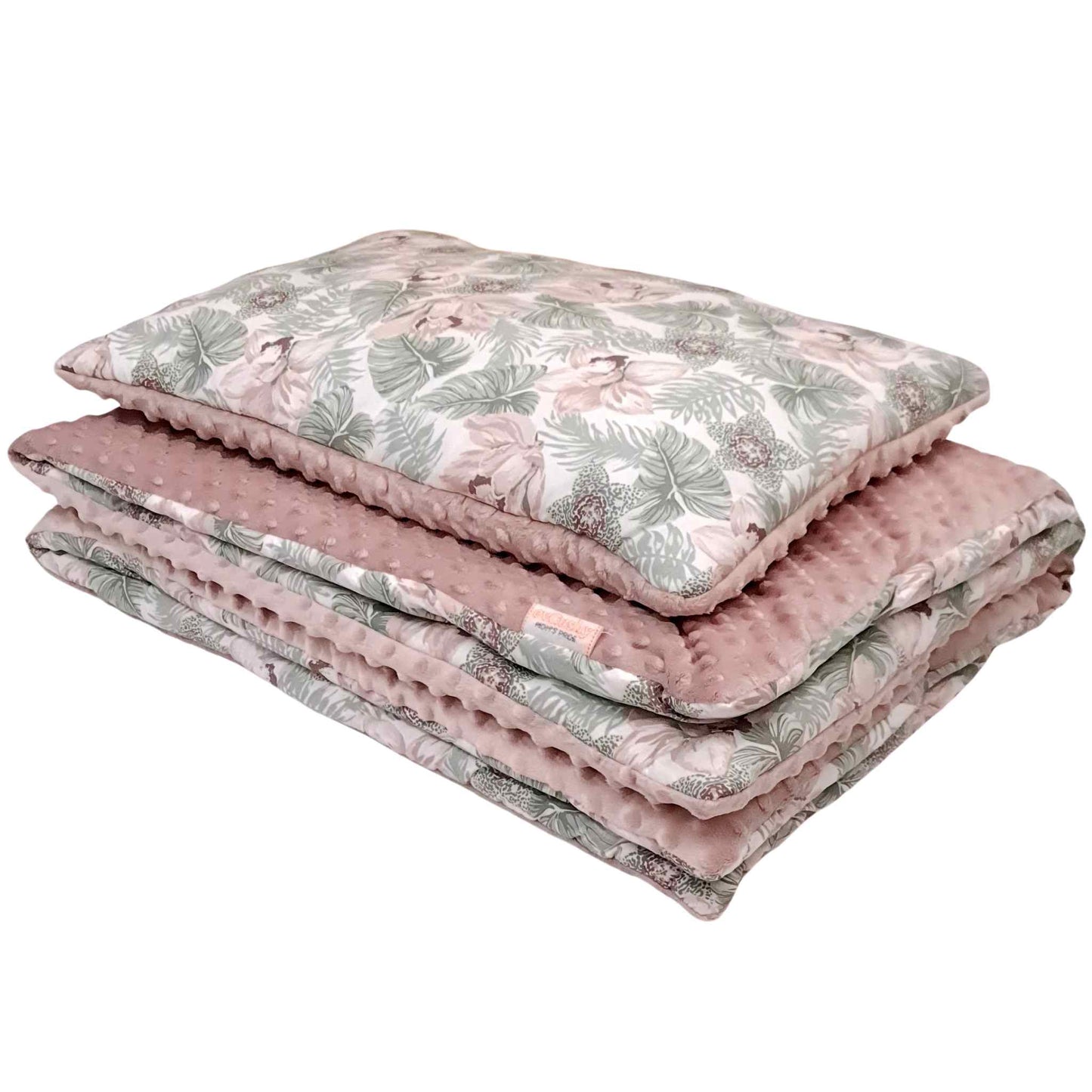 quilt pillow duvet bedding with filling green pink flowers 1-5 years