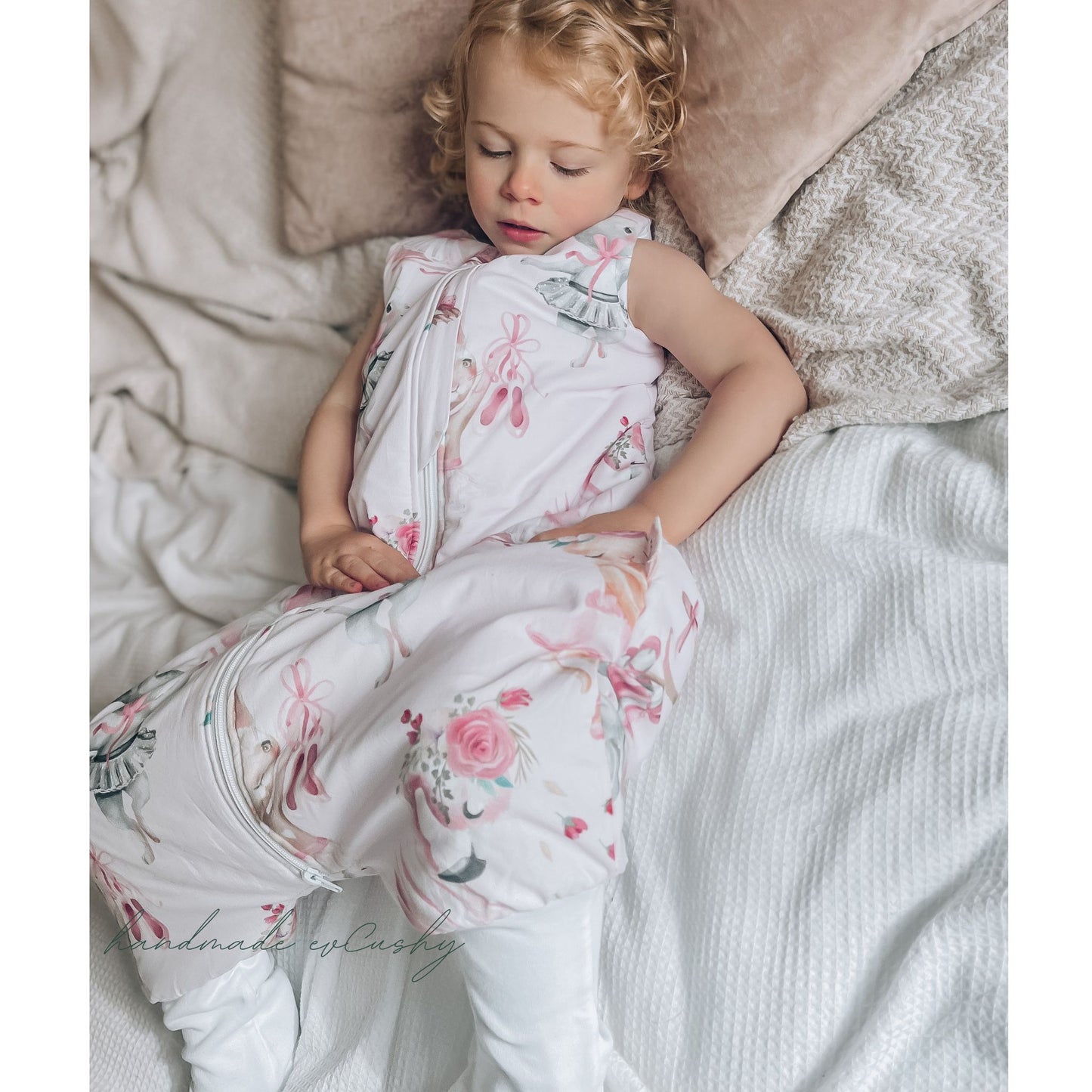 sleeping bag with feet for children pink cotton ballerinas