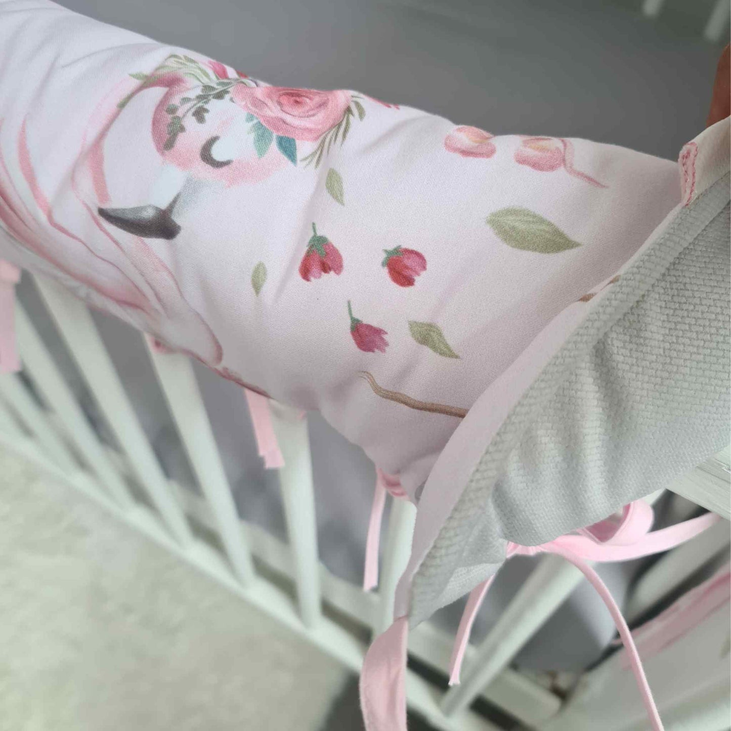 Crib Bumper For Top Rail Teething Guard -Ballerinas Pattern 140cm