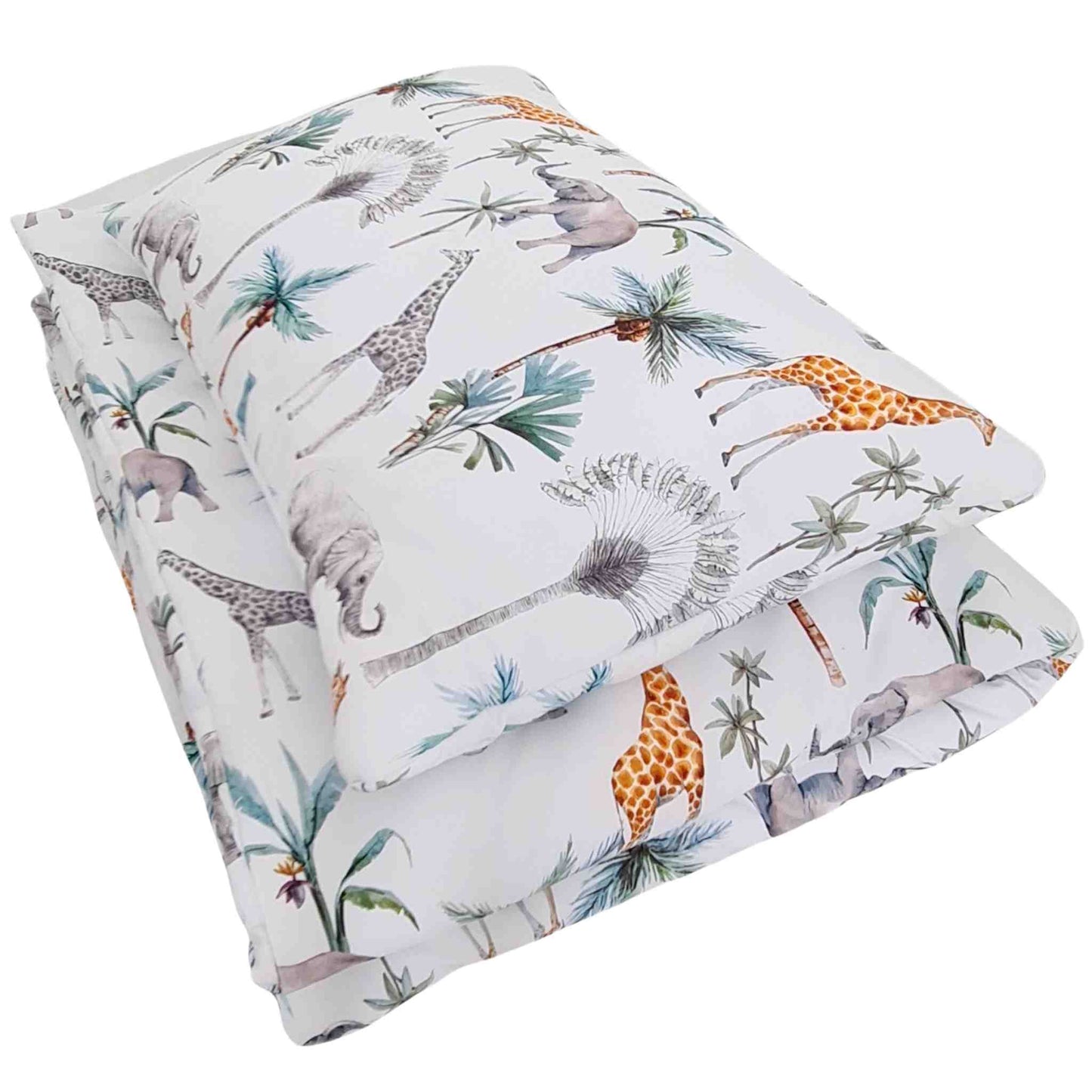 toddler duvet pillow for cot bed montessorri bed safari animals pattern 100% cotton