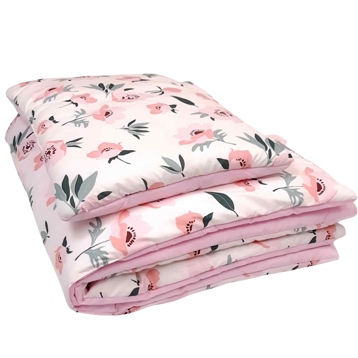 toddler quilt pillow set pink floral flowers poppies 1-5 years
