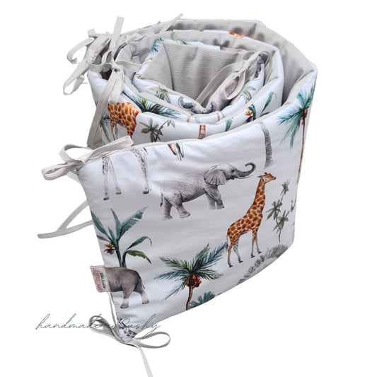 Universal Cot and Cot Bed Bumper- Safari Dreams