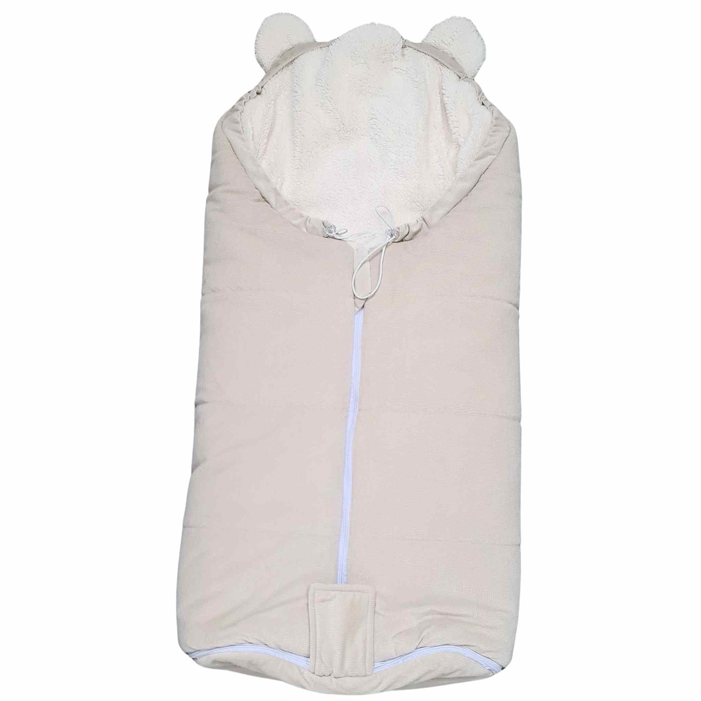 winter footmuff for children up to 3 years cream with fur lining evcushy