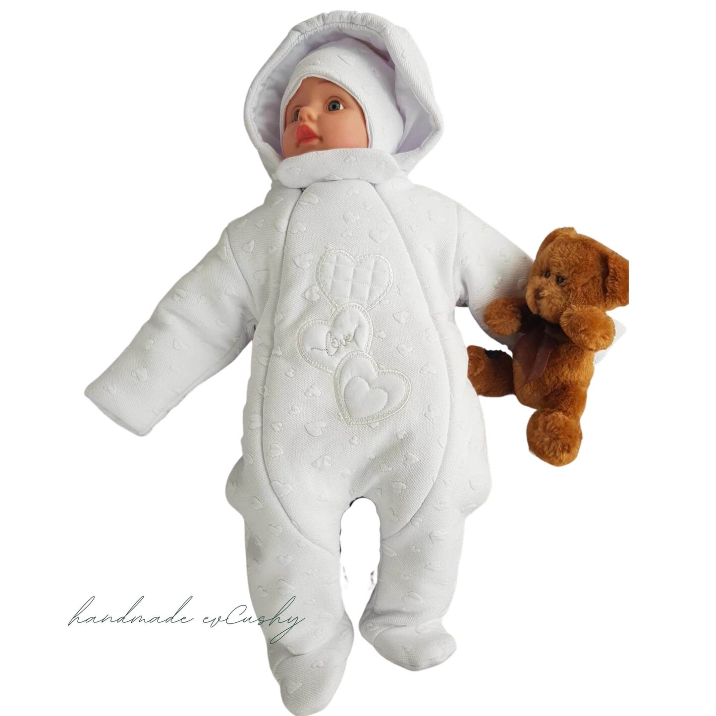 baby christening winter pram suit, baby girl all in one, baby overalls