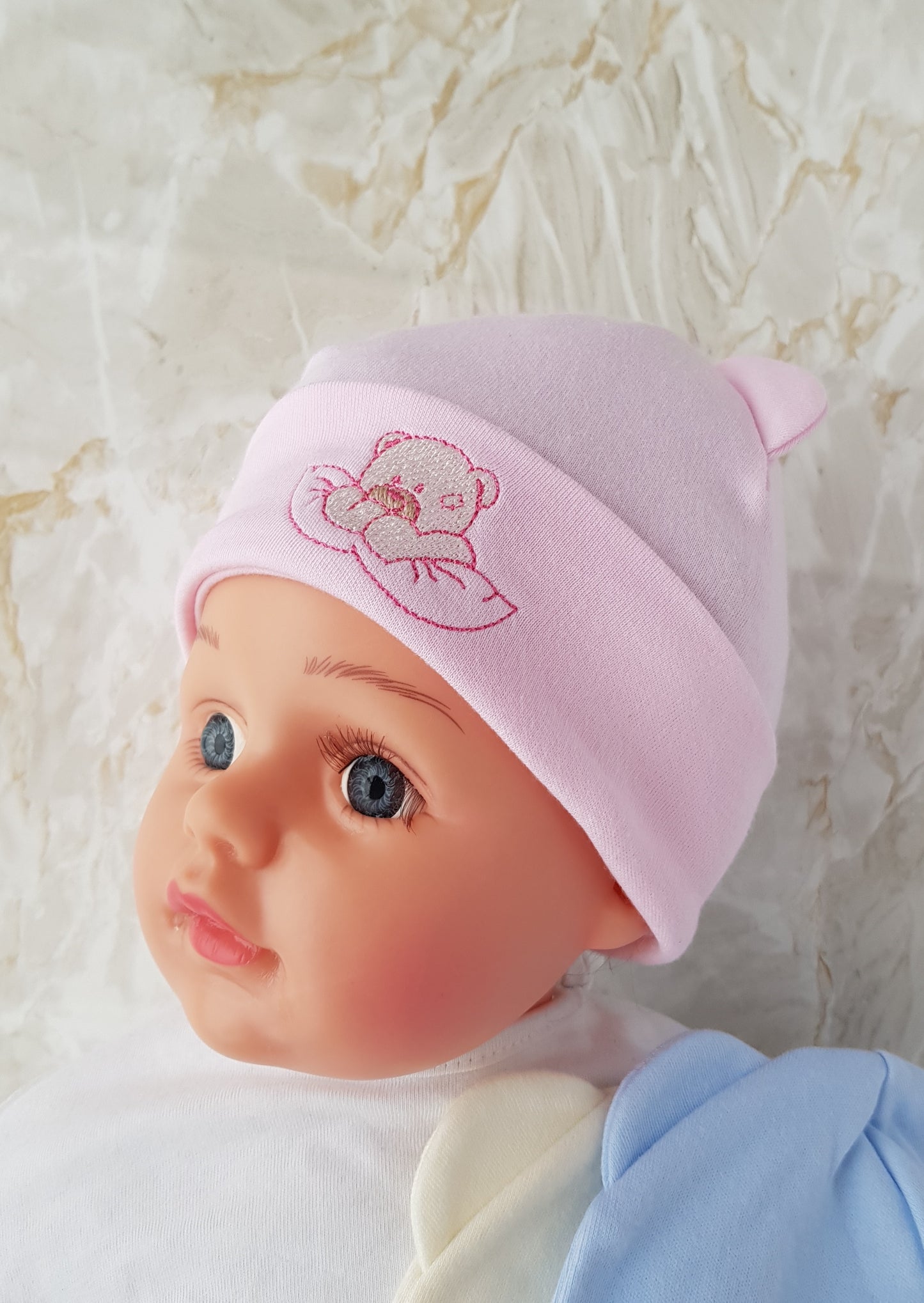 Baby Cotton  Beanie teddy bear newborn to 9 months