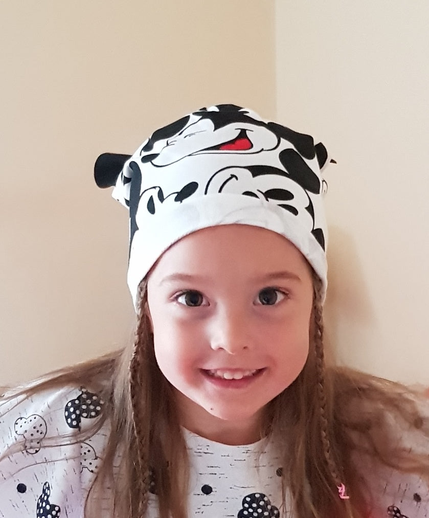 hat beanie mickey black and white unisex