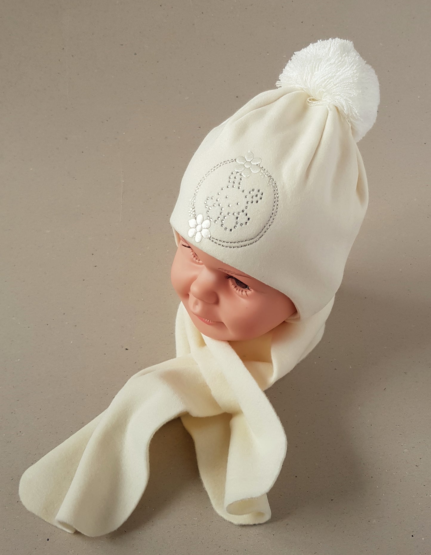 Baby Bonnet Hat with Matching Scarf