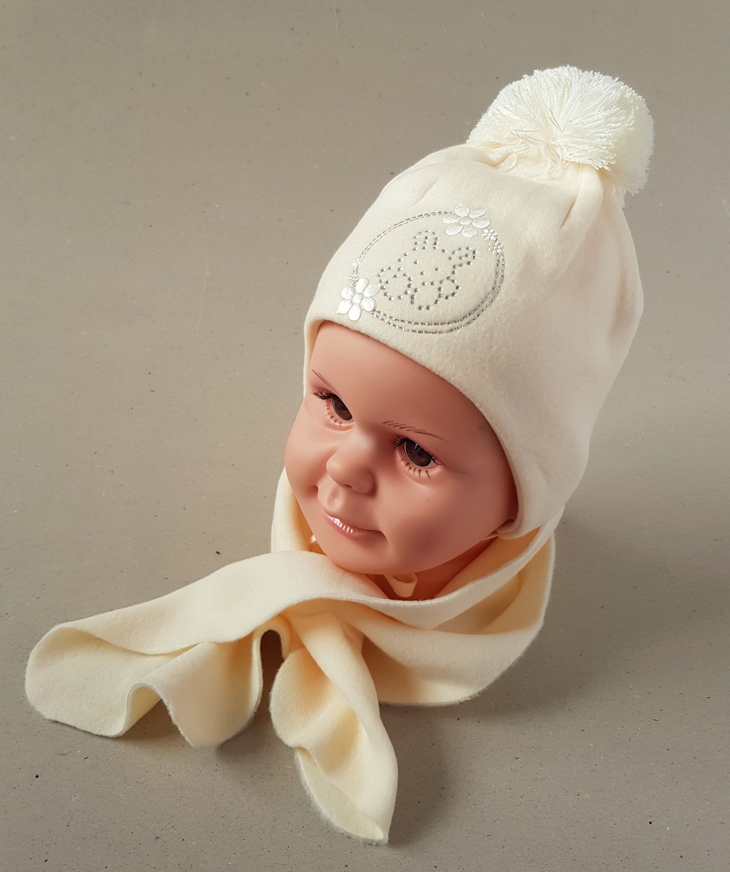 Baby Bonnet Hat with Matching Scarf