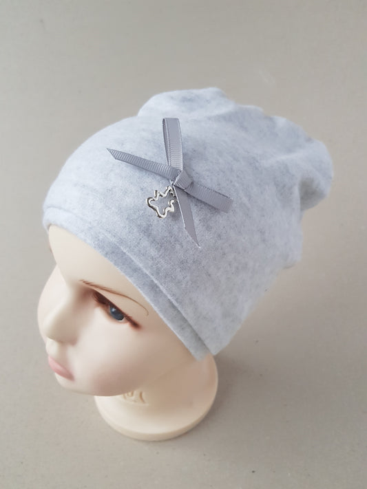Baby & Kids Cotton Hat with Ribbon & Bear Pendant 6-24 Months