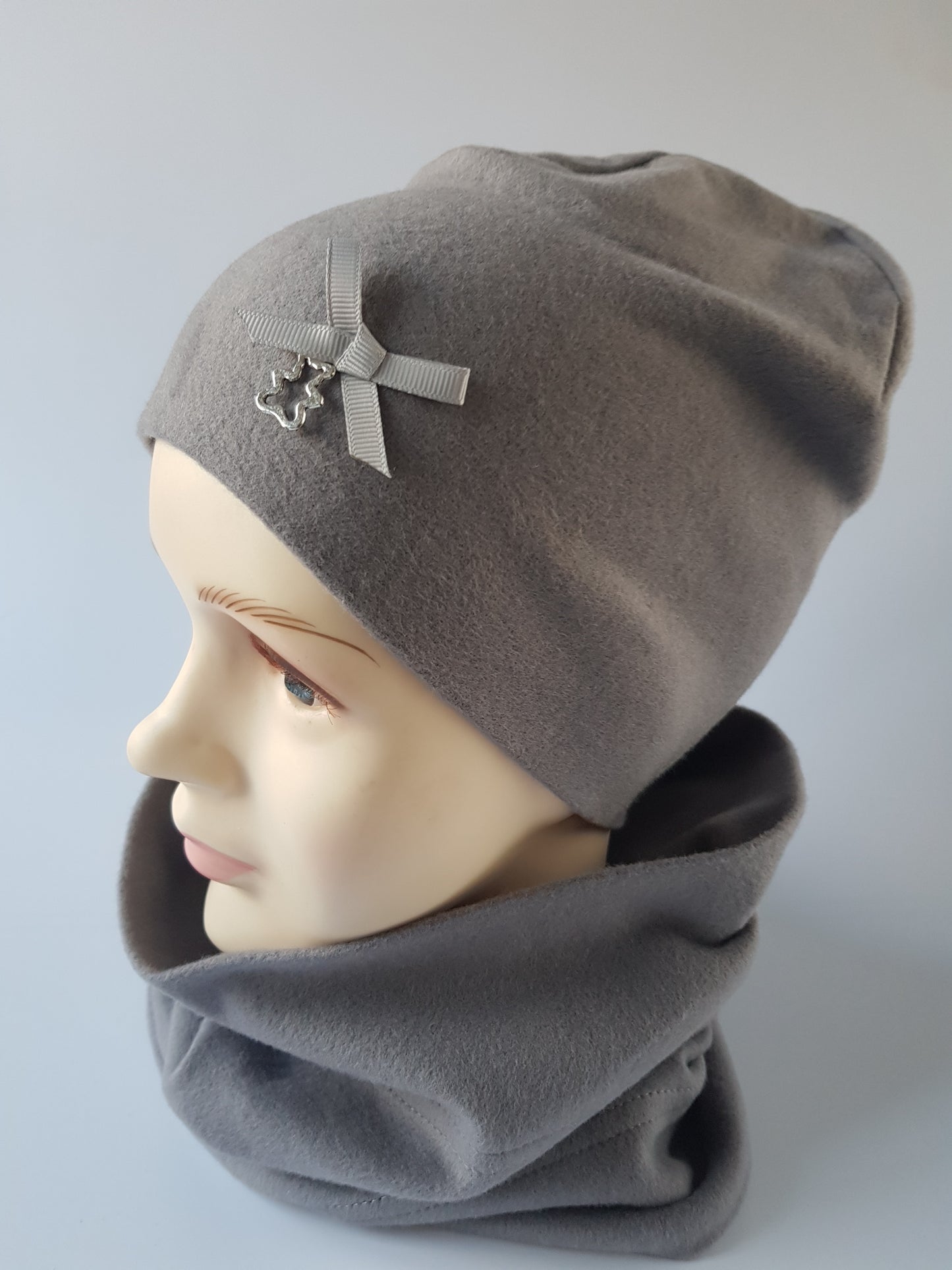 Kids Cotton Hat with Ribbon & Teddy Pendant
