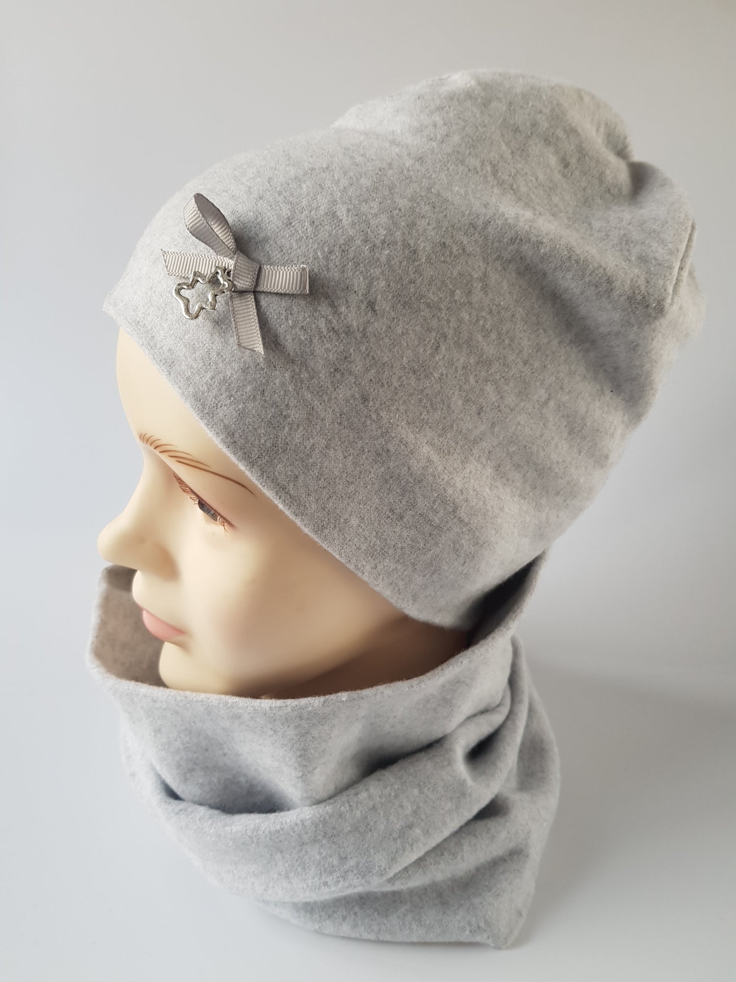 Kids Cotton Hat with Ribbon & Teddy Pendant