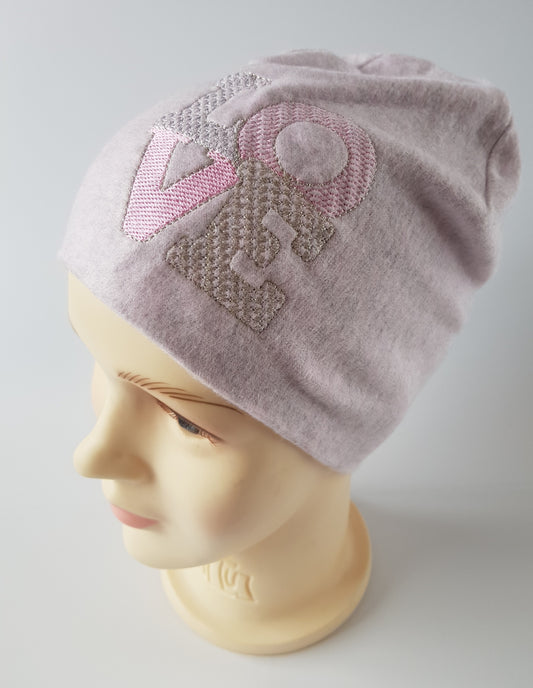 Kids Cotton Hat Beanie with LOVE Embroidery