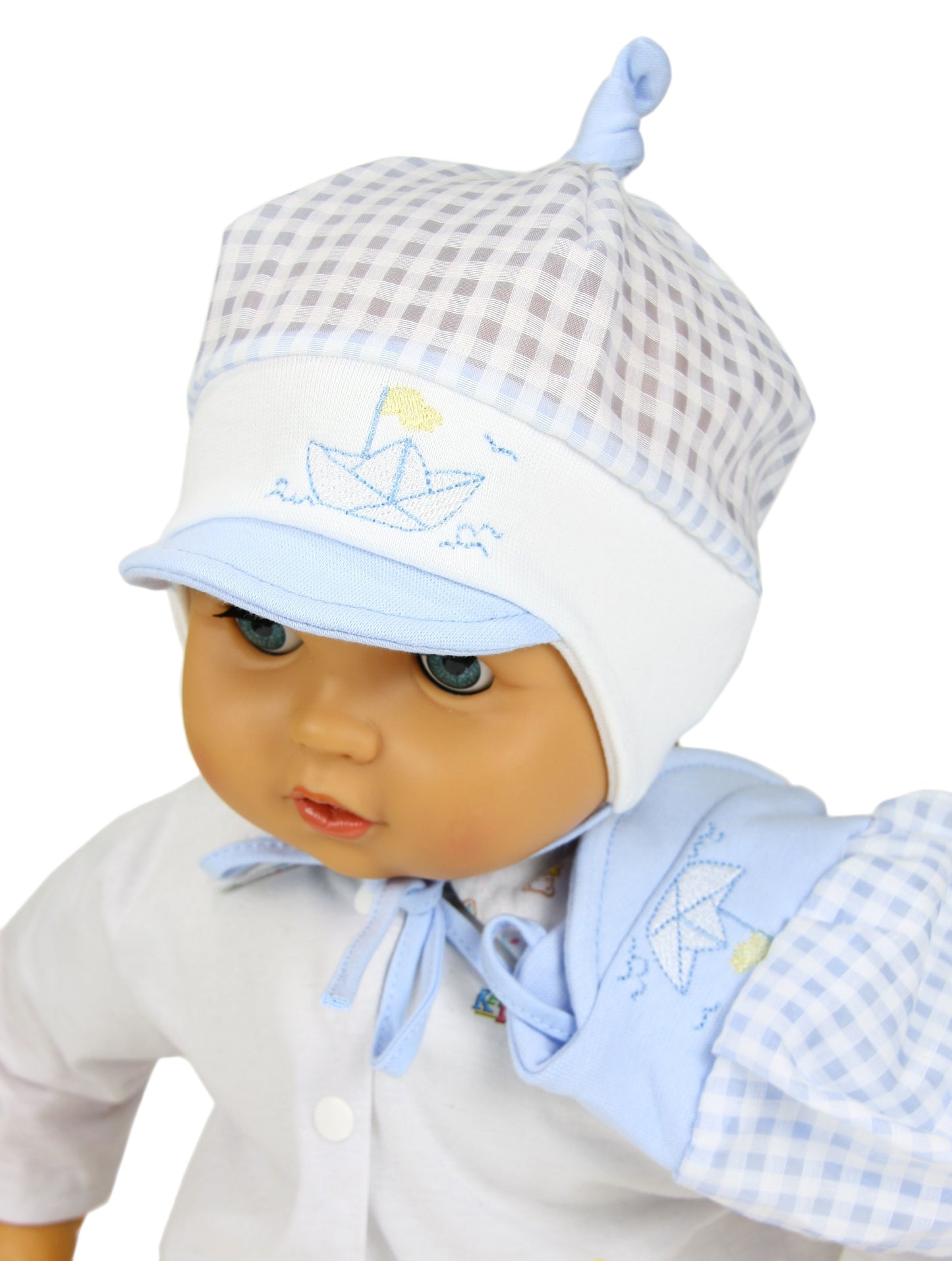 Baby boy summer hat -boat in blue and white