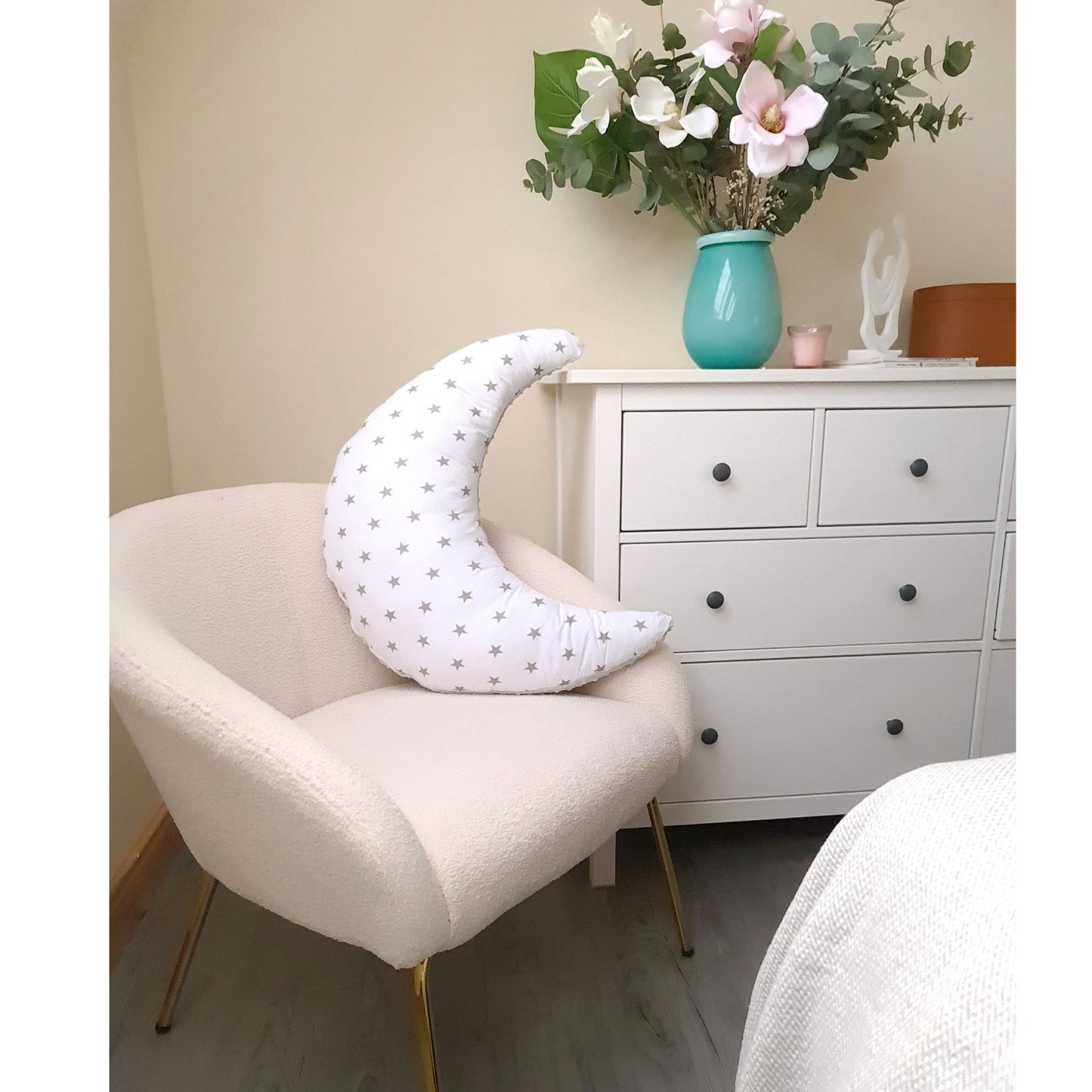 Moon Shape Nursing Baby Pillow with Cover - Grey