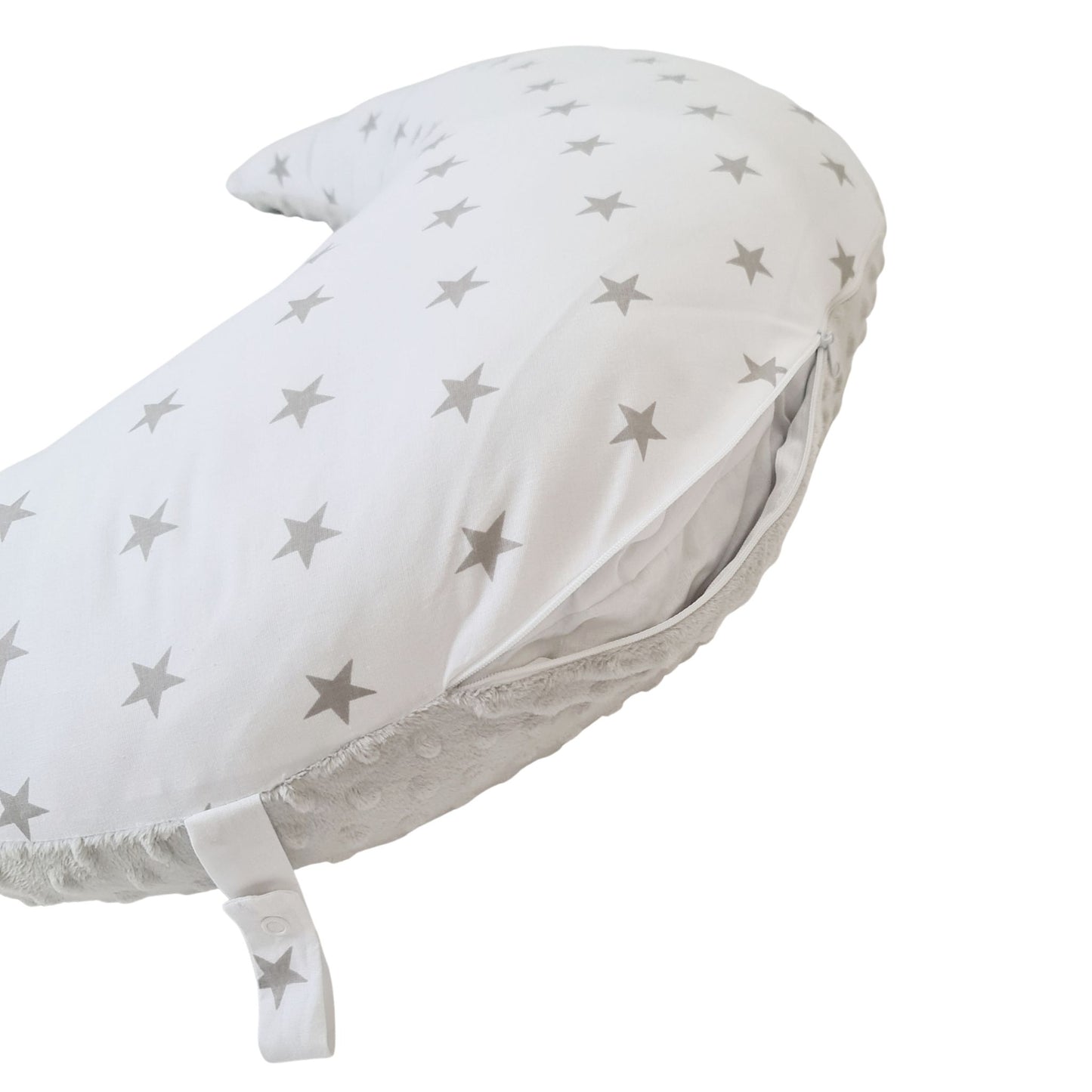 Moon Shape Nursing Baby Pillow with Cover - Grey
