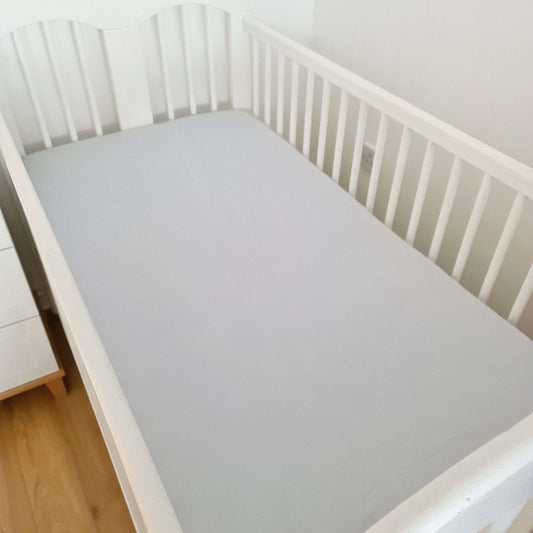 evCushy Cot/Bed Fitted Sheet - Powder Pink, Grey, Aqua blue| 100% Organic Jersey Cotton