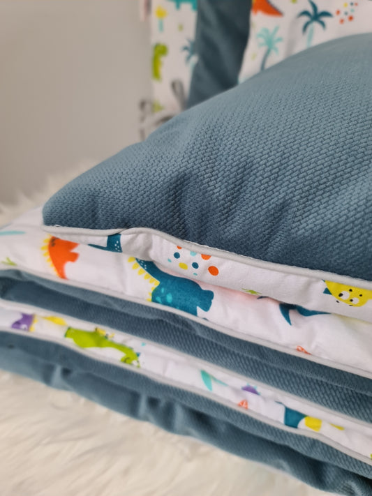 Duvet & Pillow For Cot 70x140cm Cotton & Plush| Dinos