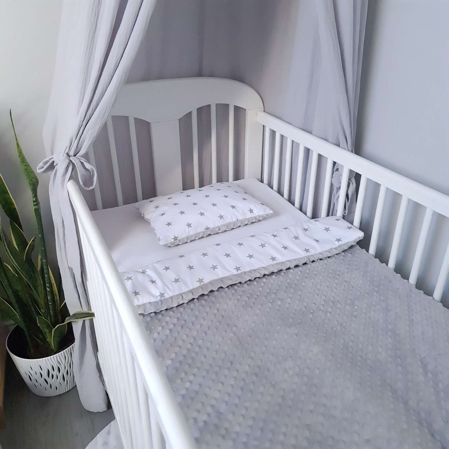 Baby Duvet & Pillow Set – 75x100 cm | Soft & Breathable Bedding for Newborns & Toddlers | Stars |Grey